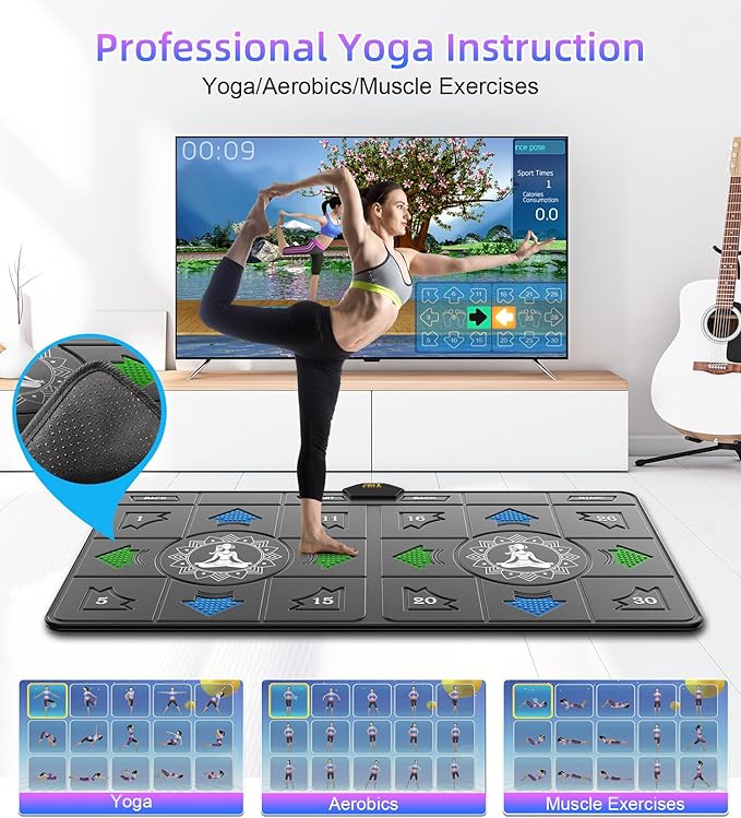 Dance Mat for Adults and Kids, Double/Single Wireless Dance Pad Game for TV, Plug and Play Electronic Dance Mats with Smart Camera, Exercise Dancing Mat for Family Games, Birthday Gifts Ideas