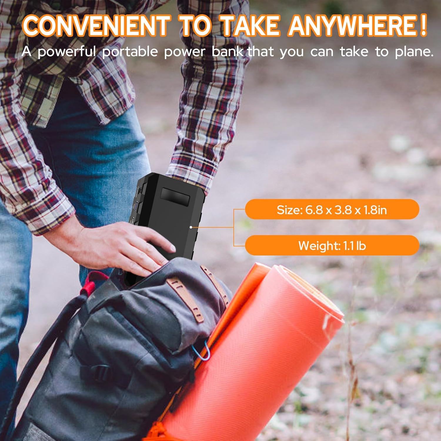 Portable Power Station with AC Outlet, Powkey 65W/110V External Battery Pack 24000mAh/88.8Wh Power Pack, Portable Power Source Supply Backup for Outdoor Tent Camping Home Office