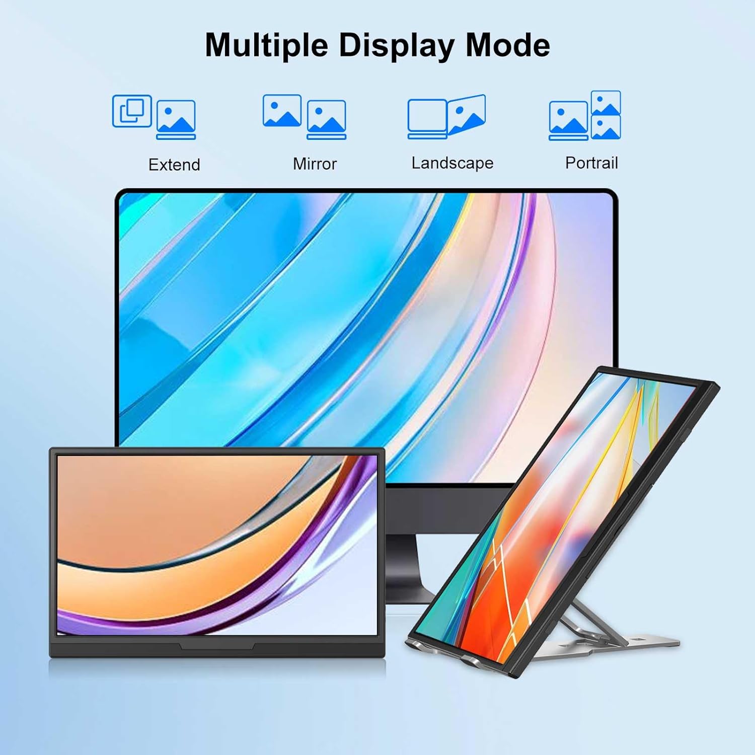 FHH Portable Monitor for Laptop 15.6'' 1080P FHD Laptop Screen Extender Dual Monitor