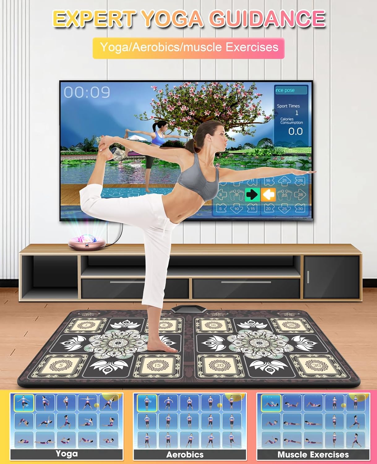 Tik-Tok Dance Mat Game For TV, Wireless Plug and Play Family Fun Wrinkle-Free & Non-Slip Electronic Dance Mats, Exercise Dance Pad with Camera for Kids and Adults, Gifts for Boys & Girls (Boho)