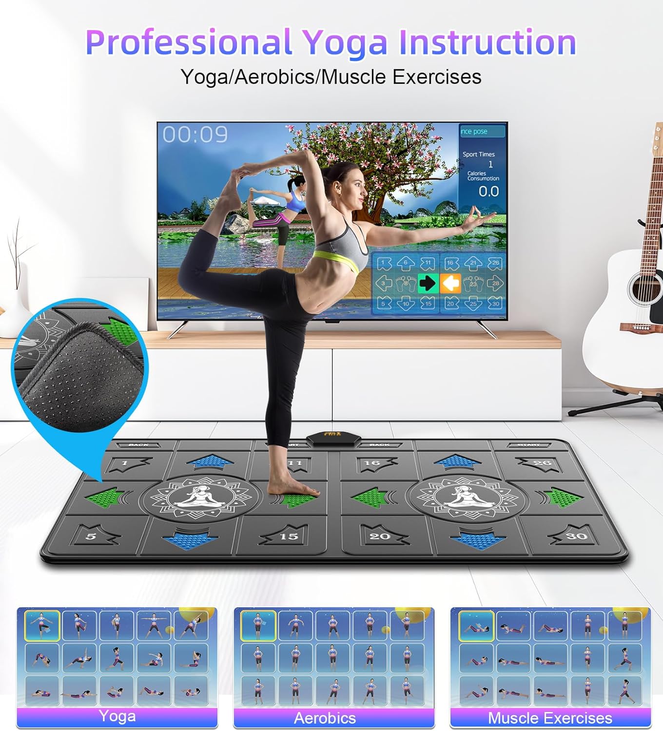 Dance Mat for Kids and Adults - Double User Wireless Dancing Mat, Exercise & Fitness Dance Step Pad Game for TV, Musical Electronic Dance Mats with HD Camera, Gift for Girls & Boys Ages 6+