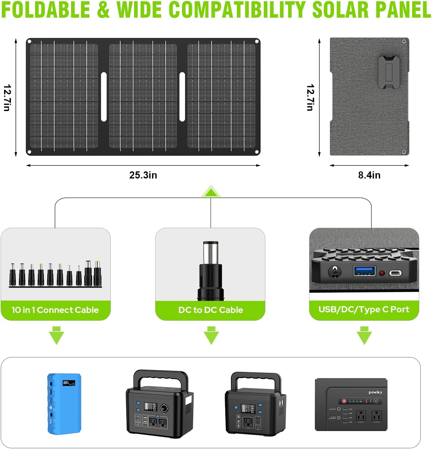 Portable Solar Generator with Panel, 24000mAh Portable Power Station with 30W Solar Panel