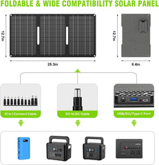 Portable Solar Generator with Panel, 24000mAh Portable Power Station with 30W Solar Panel