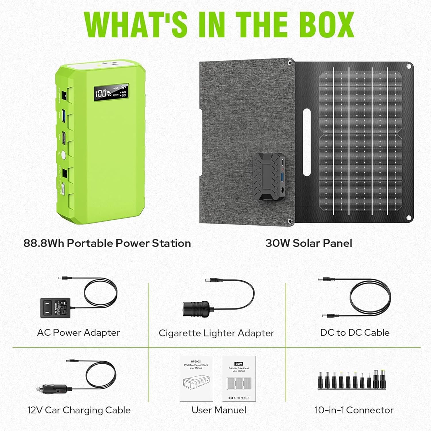 Portable Solar Generator with Panel, 24000mAh Portable Power Station with 30W Solar Panel