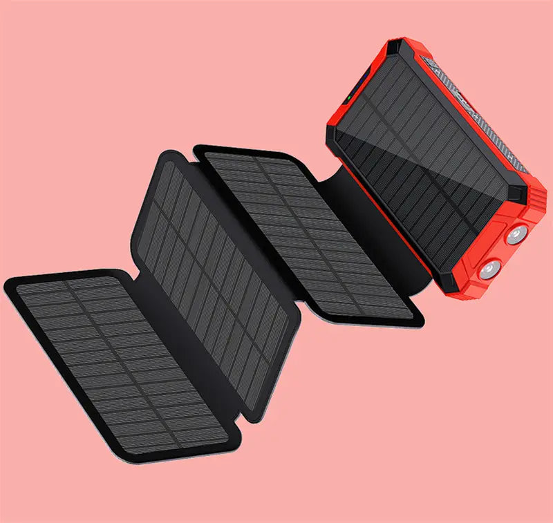 W22PLUS-4 Solar Panels Power Bank Built-in Cables and LED Lights