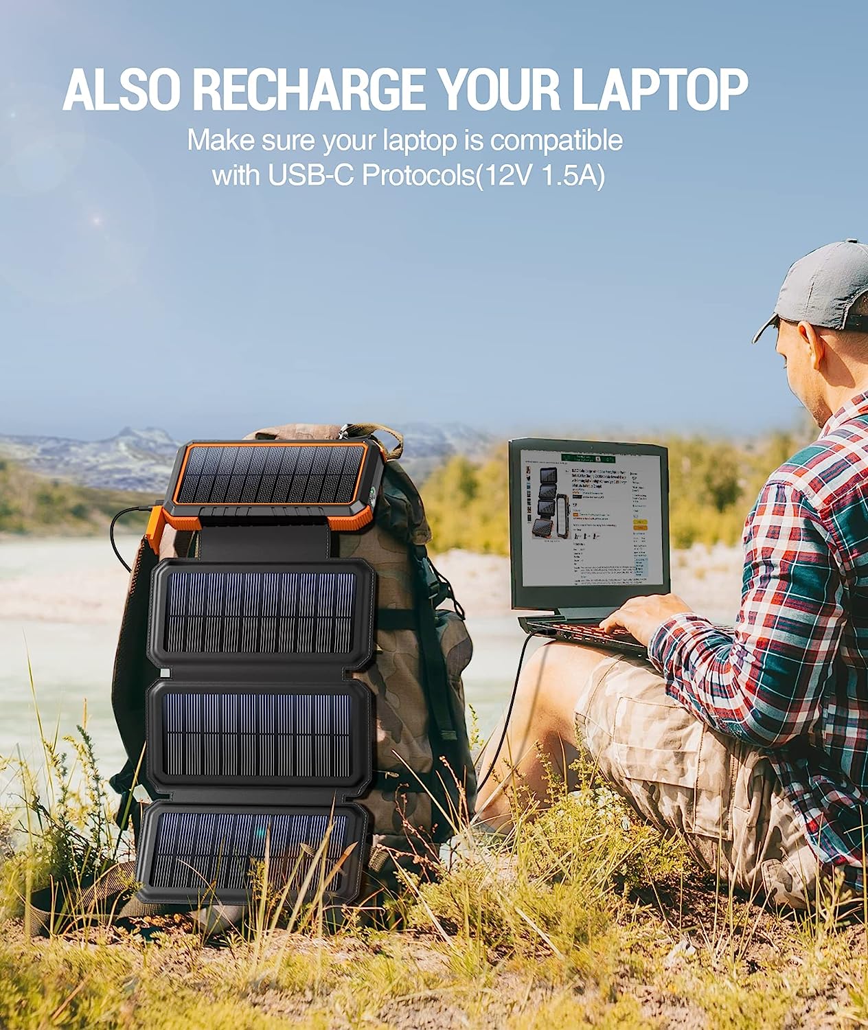 BLAVOR Solar Charger Power Bank 20000mAh Battery Pack with 4 Foldable Panels