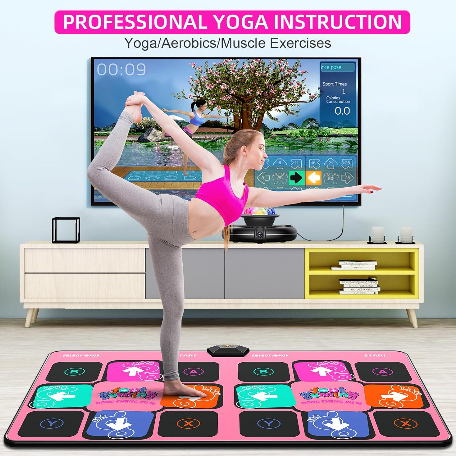 Dance Mat for Adults and Kids, Double User Wireless Dance Pad Game for TV, Plug and Play Electronic Dance Mats with Smart Camera, Exercise Dancing Mat for Family Games, Birthday Gifts Ideas