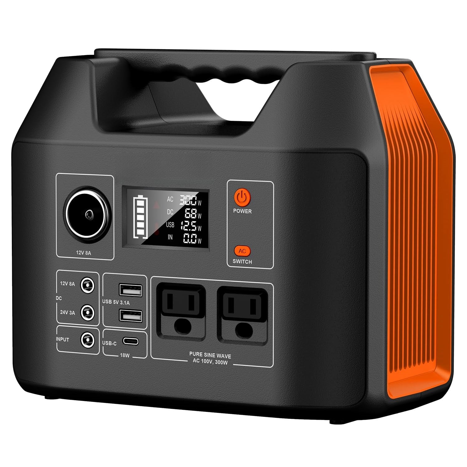 Solar Generator 300W Portable Power Station 296Wh Lithium Battery Backup  80000mAh