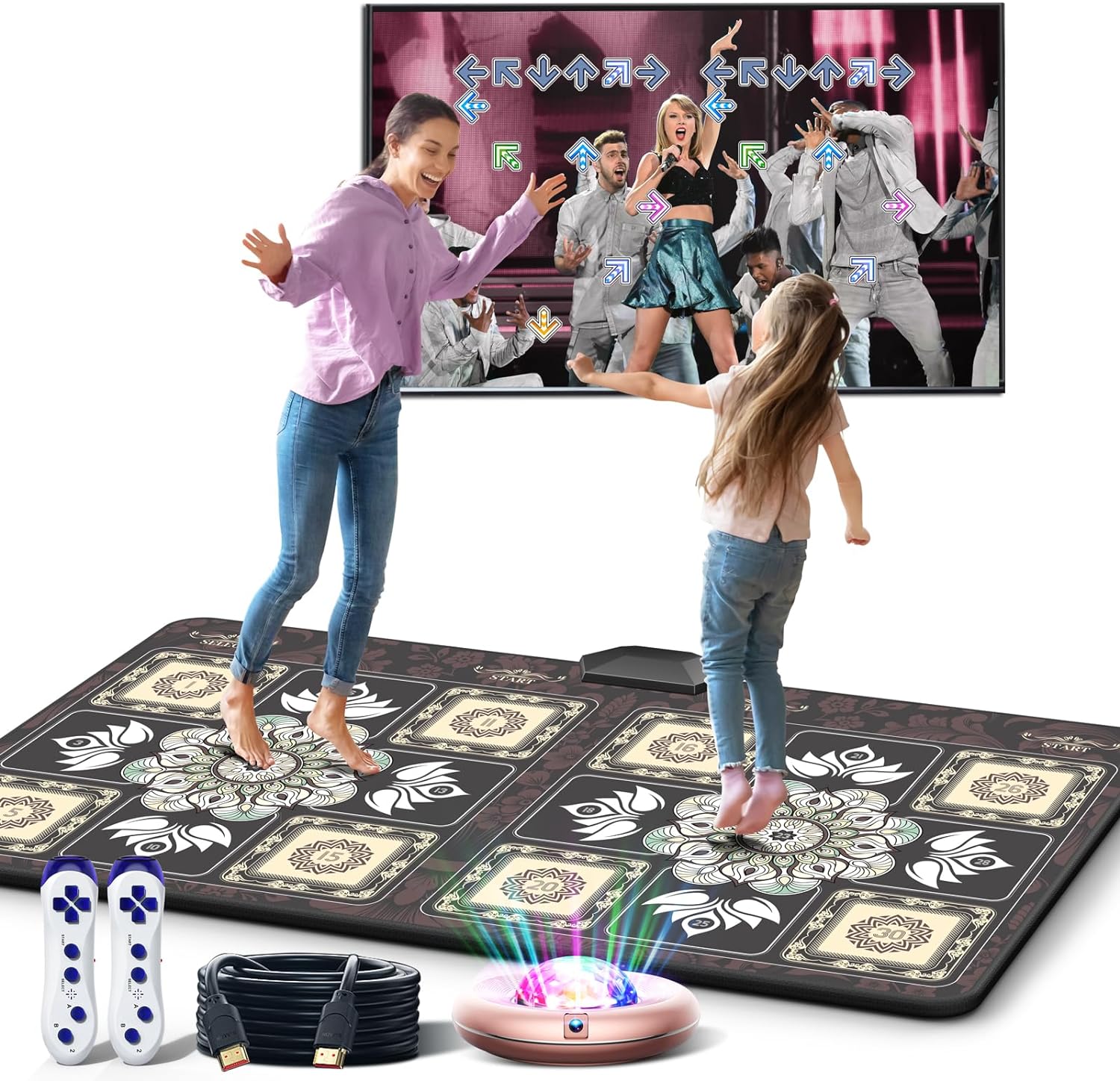 Tik-Tok Dance Mat Game For TV, Wireless Plug and Play Family Fun Wrinkle-Free & Non-Slip Electronic Dance Mats, Exercise Dance Pad with Camera for Kids and Adults, Gifts for Boys & Girls (Boho)