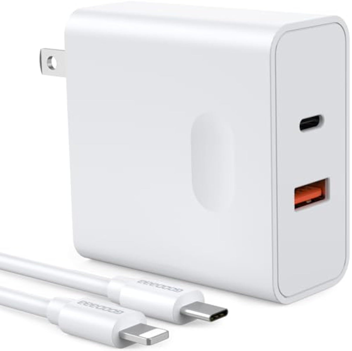 GOODaaa PD 20W Wall Charger with Cable Dual Ports Fast Charing Power Adapter for iPhone Series and Android Devices