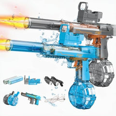 Electric Water Gun for Adults Kids, 2 Pack Automatic Squirt Watergun Pistol with Led Lights, Summer Outdoor Pool Beach Party Toys Black and Blue