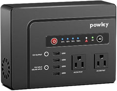 Powkey Portable Power Station 200W with Solar Panel 60W, 146Wh Portable Solar Generator Battery Pack with DC USB AC Outlets, Lithium Battery Backup Power Supply for Camping Travel Outdoor Home Outage