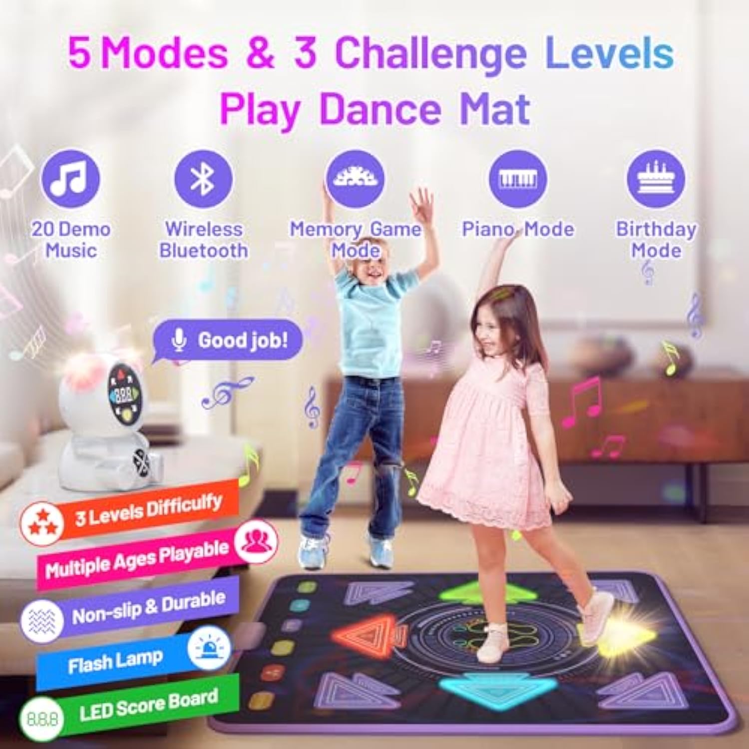 Electronic Dance Mat for Kids and Adults, Gift ideas for Family, Dancing Game for Indoors and Outdoors