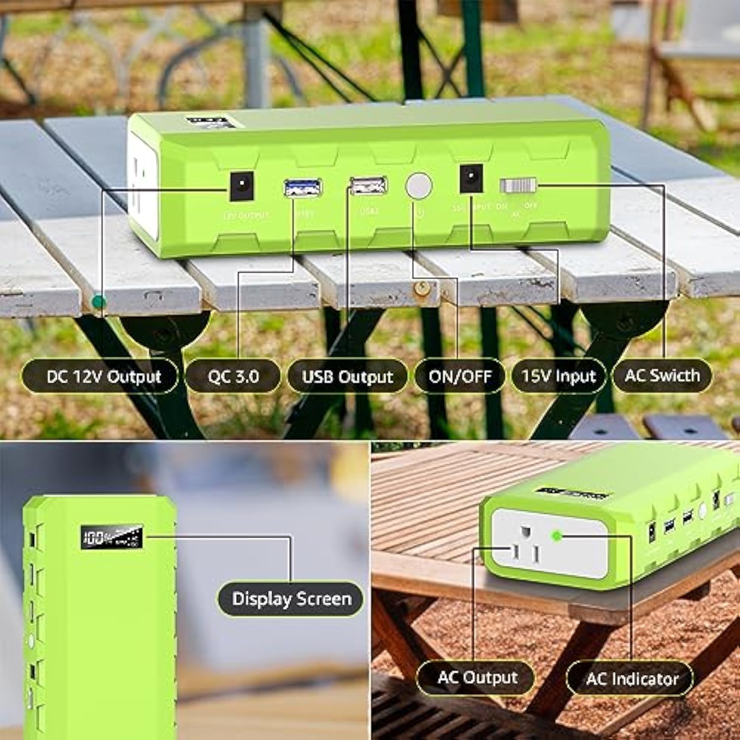 Portable Power Bank with AC Outlet 65W 110V External Battery Pack 24000mAh