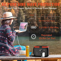 296Wh 600W Portable Power Station with 40W Solar Panel, Solar Generator Outdoor Backup Battery Supply with AC Outlet for Tent Camping, Home Emergency, Traveling, RV Trip