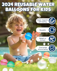 Reusable Water Balloons for Kids - Summer Toys, Pool Beach Water Toys for Boys and Girls, Silicone Water Balloons Quick Fill Splash Balls Bomb Party Supplies Outdoor Idea with Mesh Bag (18 pcs)