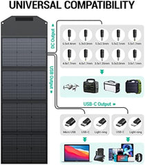 BLAVOR 120W Portable Solar Panels PD45W QC3.0 Fast Solar Charger DC18V 6.67A USB A&C Output Compatible with Power Stations, Solar Generators, Phones, Tablets, for RV Camping, Off-Grid Road Trips