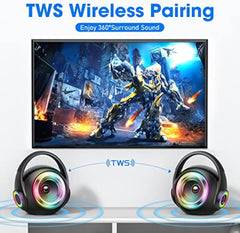 Karaoke Machine with Two Wireless Microphones, Portable Bluetooth Speaker with Bass/Treble Adjustment, PA System with Remote Control