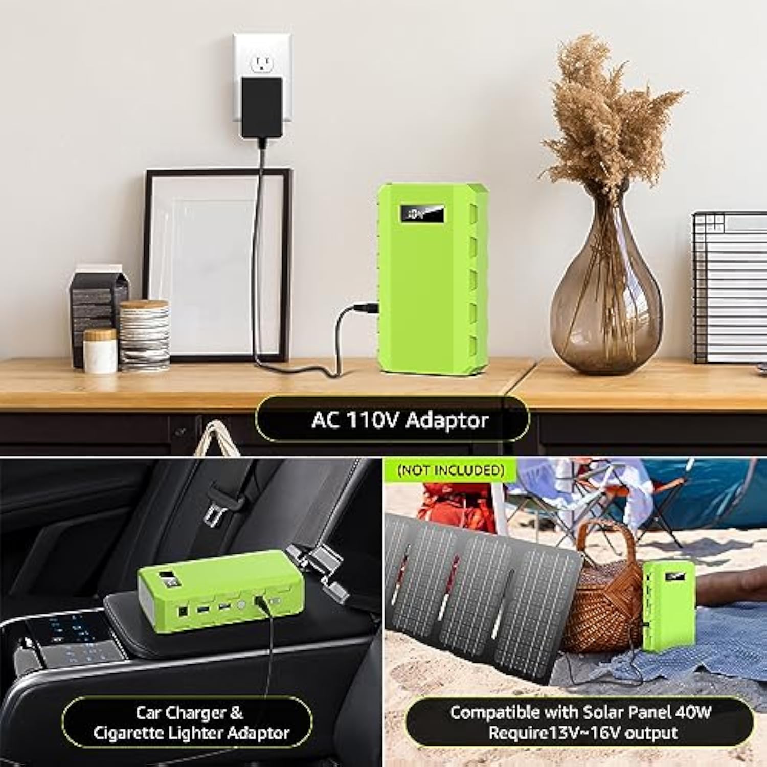 Portable Power Bank with AC Outlet 65W 110V External Battery Pack 24000mAh