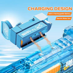 Electric Water Gun for Adults Kids, Automatic Squirt Watergun Pistol with Led Lights, Summer Outdoor Pool Beach Party Toys, UMP45 Blue