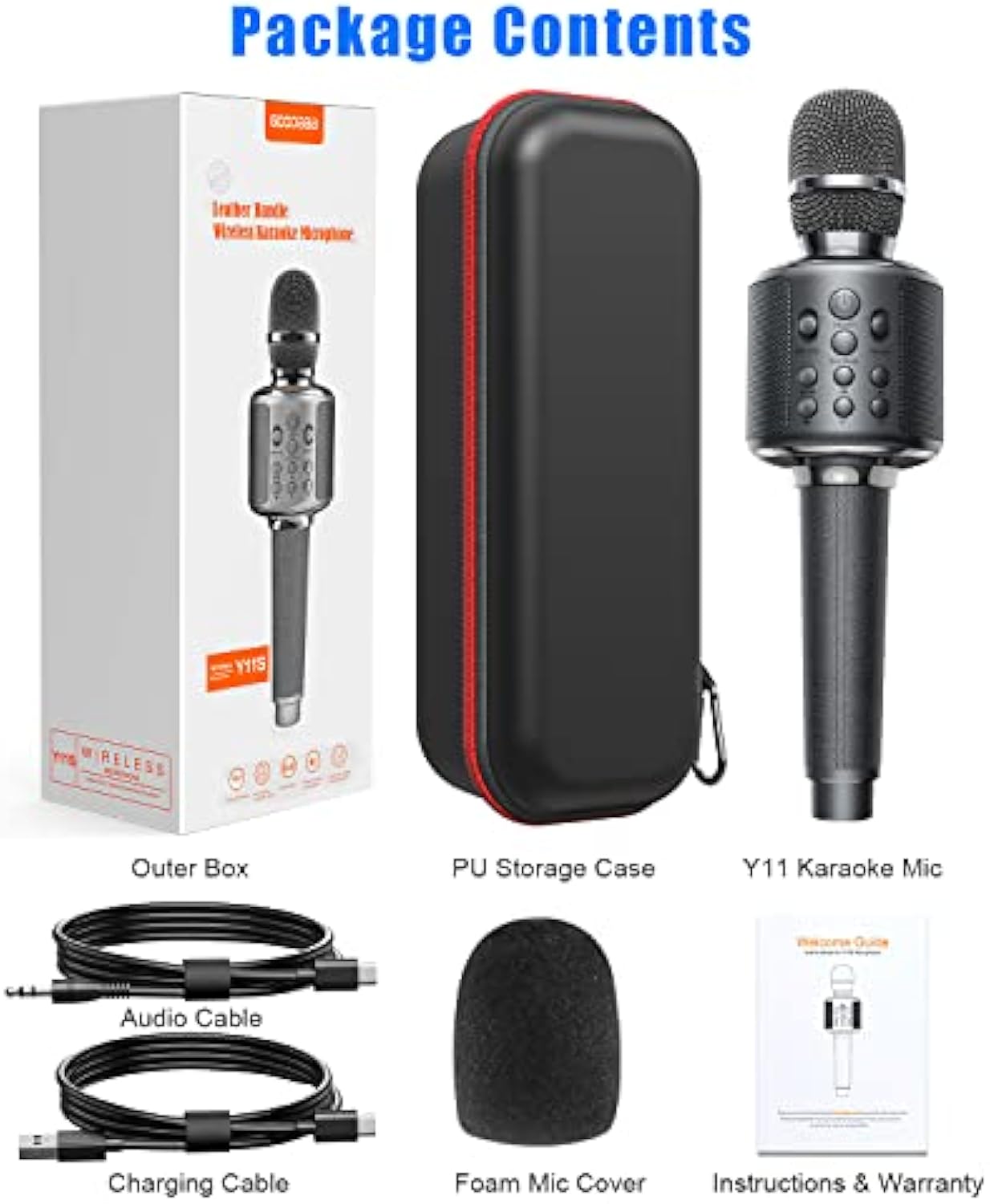 XZL Bluetooth Karaoke Microphone for Kids & Adults, Wireless Rechargeable Mic with Built-in Stereo Speaker, Echo｜Duet Mode｜Recording｜Music